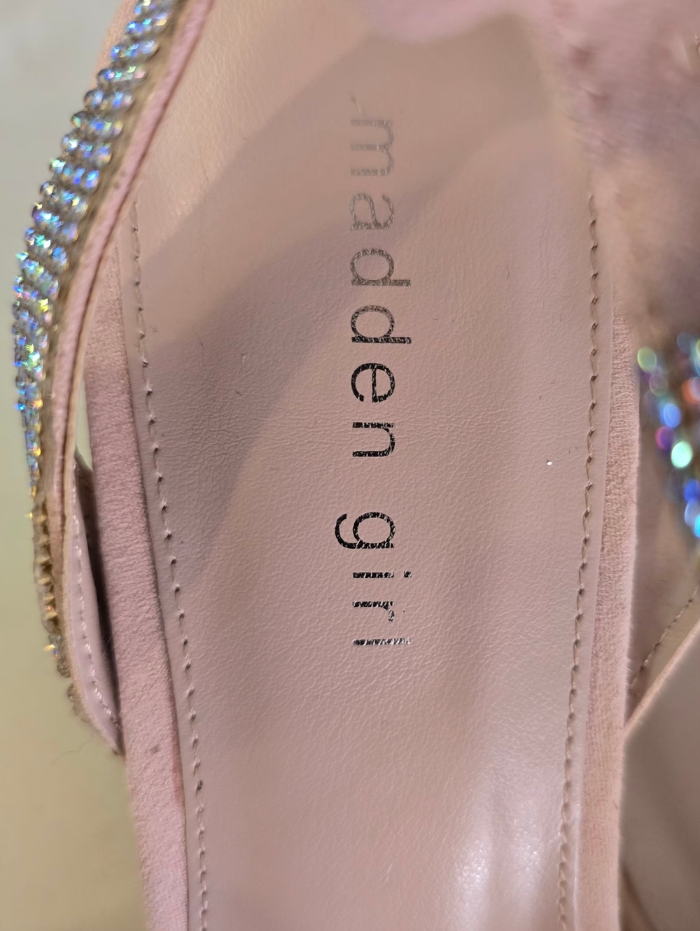 *NEW Madden Girl Pink Rhinestone Block Heel Sandals 10 - Picture 8 of 9